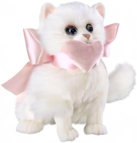 Bearington Cat Stuffed Animal - Ralistic Cat Plush Lifelike White Kitten Toys for Girls - Pretty Kitty 10"