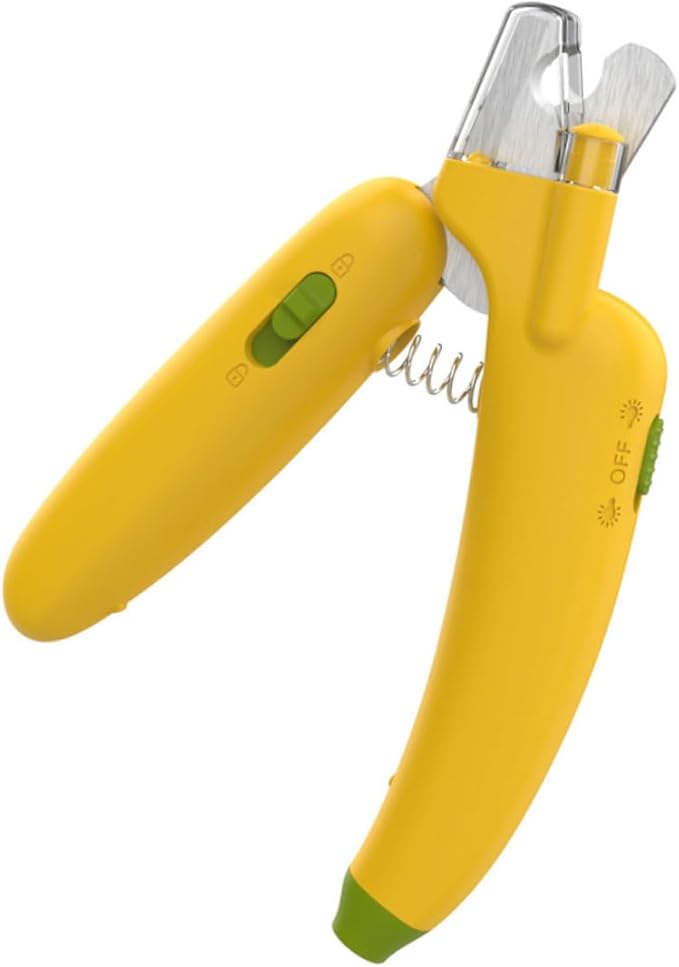 TOYANDONA LED Illuminated Pet Nail Clipper for Cats and Dogs Sharp Blades with Safety Guard Ergonomic Elastic Design for Easy Precise and Effortless Nail Trimming Yellow