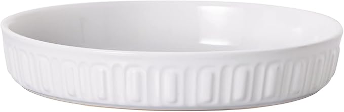 Fun Elements Shallow Dog Bowls, 8" Ceramic Dog Food Plate for Small and Medium Breeds, Non-Slip, Flat and Wide, Dishwasher Safe, Suitable for Puppies and Kittens (White)