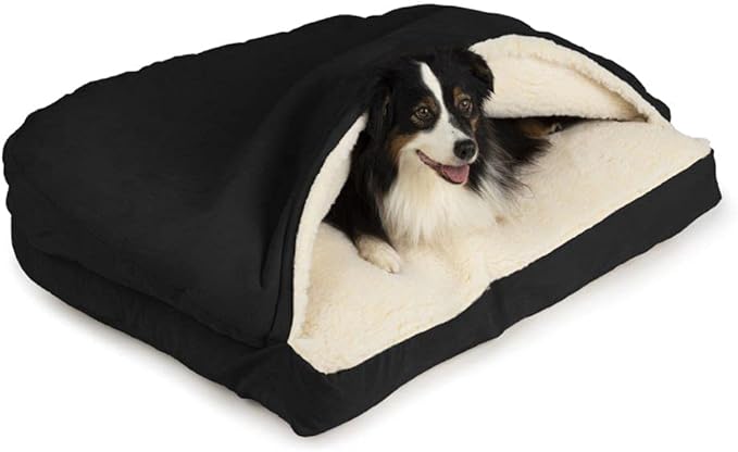 Snoozer Pet Products Luxury Rectangle Cozy Cave Dog Bed with Microsuede, Large, Black