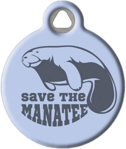 Dog Tag Art Sea Creatures Custom Pet ID Tag for Dogs and Cats, Personalized Dog Tag with Customized Identification, Manatee Conservation, Large (1.25" Diameter)
