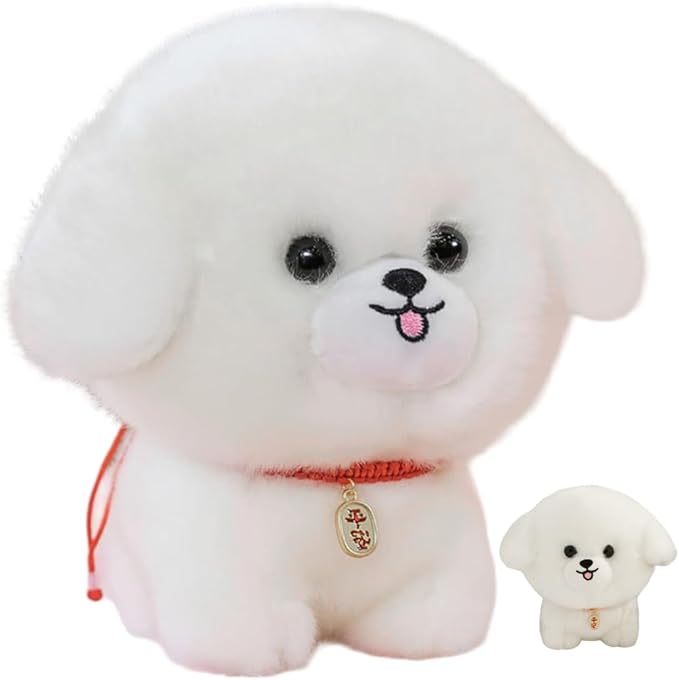 Sgqtqybk Dog Plush Toy Super Soft Puppy Stuffed Animal 8 Inch White Fluffy Plushie for Cuddling, Decor, Emotional Comfort