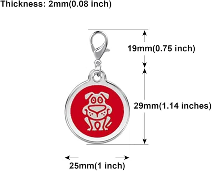 Personalized Funky Dog Design Pet ID Tags with Quick Tag Clip - Happy pet ID Tags, Puppy Name tag, Custom Laser Engraved pet Tags (Dog-Round-Small: Red)
