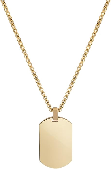 Geoffrey Beene Men's Stainless Steel Engraveable Dog Tag Pendant Necklace