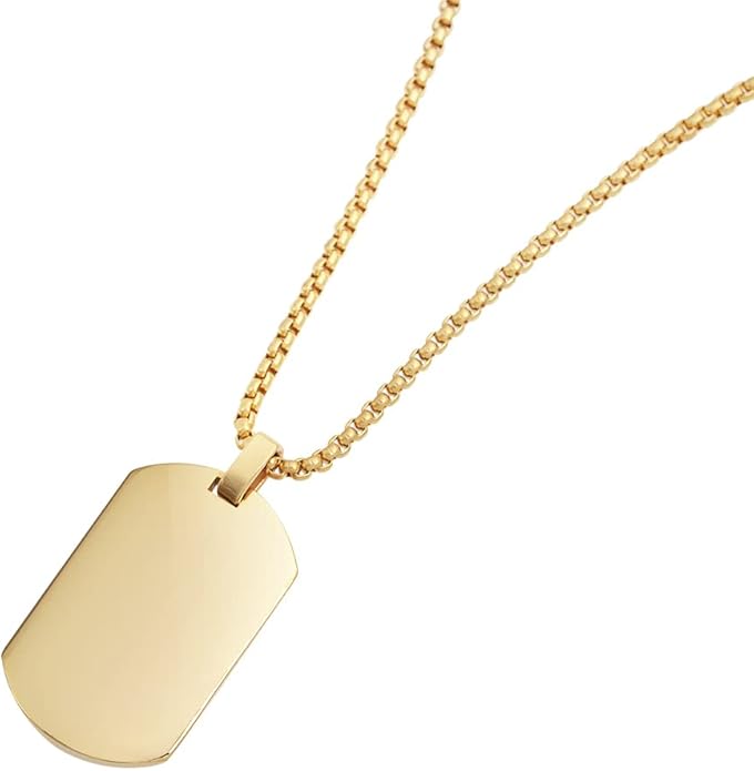 Geoffrey Beene Men's Stainless Steel Engraveable Dog Tag Pendant Necklace