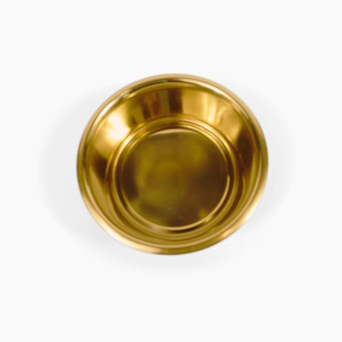 Hiddin Double Elevated Dog Bowl Stand for Small or Medium Dogs, All Breeds, Smoke Grey Acrylic 7 Inch Raised Dog Bowl Stand with Two Gold Bowls for Food and Water - 3.5 Cups Each Dish