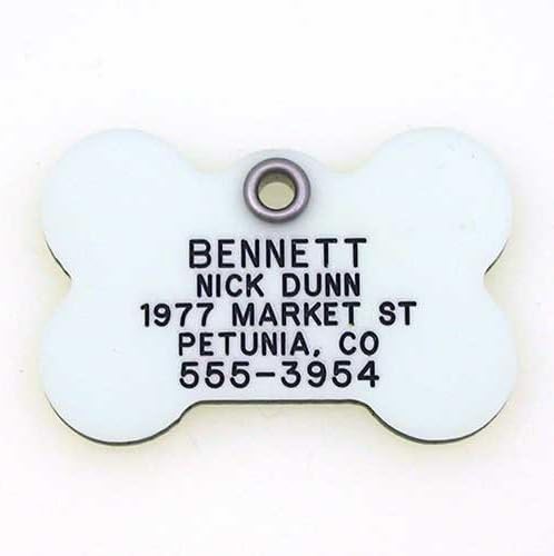 LuckyPet Glow in The Dark Dog ID Tag - Durable Custom Tags for Pets - Silent Personalized Pet Identification - Easy to Read Engraving - Large, Star