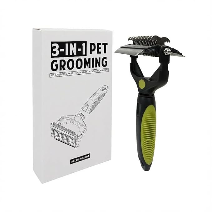 3-in-1 Pet Grooming Tool & Undercoat Rake, Retractable Dematting Comb for Dogs and Cats, Deshedding Brush for Removing Mats, Tangles, and Loose Hair