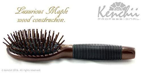 Kenchii Pet Grooming Wooden Pin Brush for Dogs And Cats - Solid Wood, Non Slip Grip Detangling and Shedding Brush for Long or Short Haired Pets