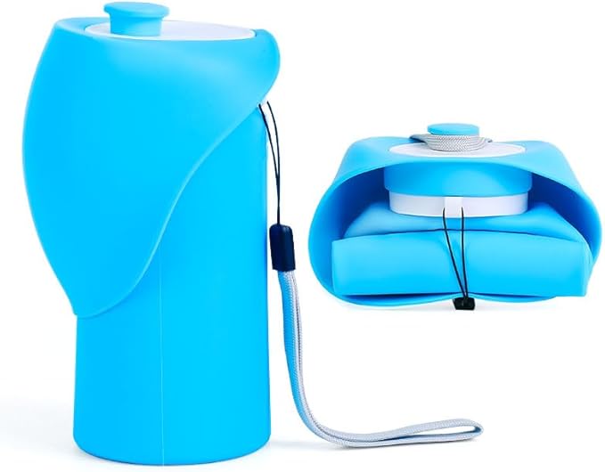 Portable Dog Water Bottle, Collapsible Water Bottle for Dogs Perfect for Walking, Hiking and Outdoors | Works as a Portable Water Bowl | - 550ml (Blue)
