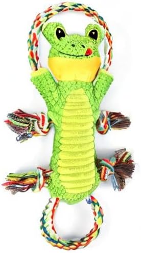 Letsmeet Plush Dog Toy with Crinkle Paper and Ropes - Small Interactive Puppy Toys for Medium to Large Dogs