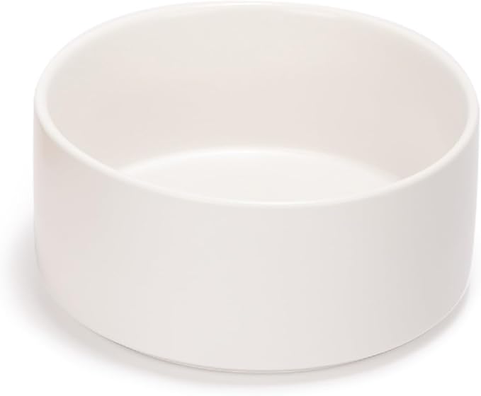 XPEQIRAY Ceramic Dog and Cat Bowl Modern Cute Weighted Food and Water Bowl Matte Glaze Pet Bowl for Replacement (White, 28.7 OZ)