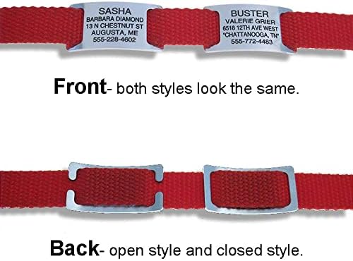 LuckyPet Slide-On Pet ID Tags - Dog Tags Personalized - Durable Engraved Stainless Steel Pet Name Tags - Noiseless Dog Tag - Suitable for Dogs and Cats - Fits 3/4 in Collars - Medium Plus, Open Ends