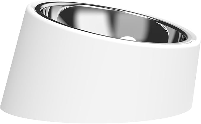 15° Tilted Elevated Dog Bowl, Anti-Choke Non-Slip No-Spill Stainless Steel Pet Feeder, 2-in-1 Detachable Food & Water Dish for Small Medium Large Dogs and Cats, Ergonomic Raised Feeder (White, M)