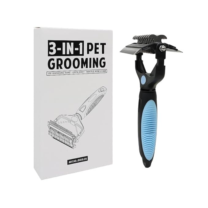 3-in-1 Pet Grooming Tool & Undercoat Rake, Retractable Dematting Comb for Dogs and Cats, Deshedding Brush for Removing Mats, Tangles, and Loose Hair