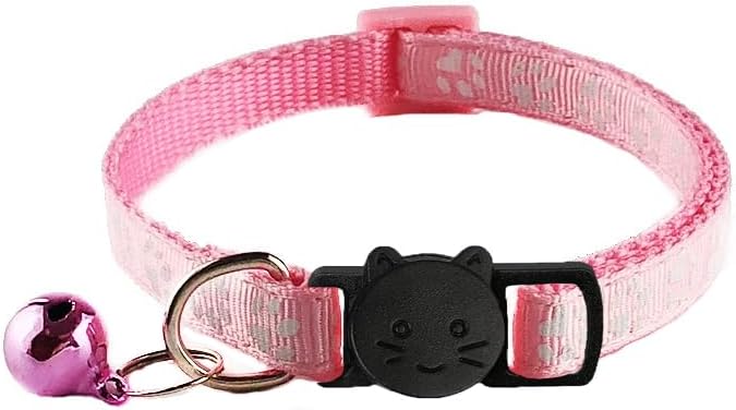 6 Pack Breakaway Cat Collar with Bells, Claw Print Design, Safety Buckle Kitten Collars, 0.4 Inches Width Lightweight, Adjustable 7.5-12.5 Inches Suitable for Girl Boy Cats