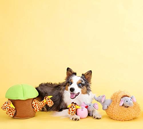 ZippyPaws Burrow- Interactive Dog & Puppy Toys for Boredom, Stimulating Pet Products to Keep them Busy, Hide & Seek Plush Puzzles, Squeaky Toy for Enrichment, For Small & Medium Dogs- Monkey 'n Banana