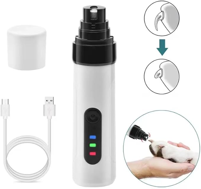 Silent Dog Nail Grinder, 2025 Upgraded Pet Nail Trimmer with 2-Speed Settings & 3 Grinding Ports, USB Rechargeable Dog Nail Clippers for Small, Medium & Large Pets