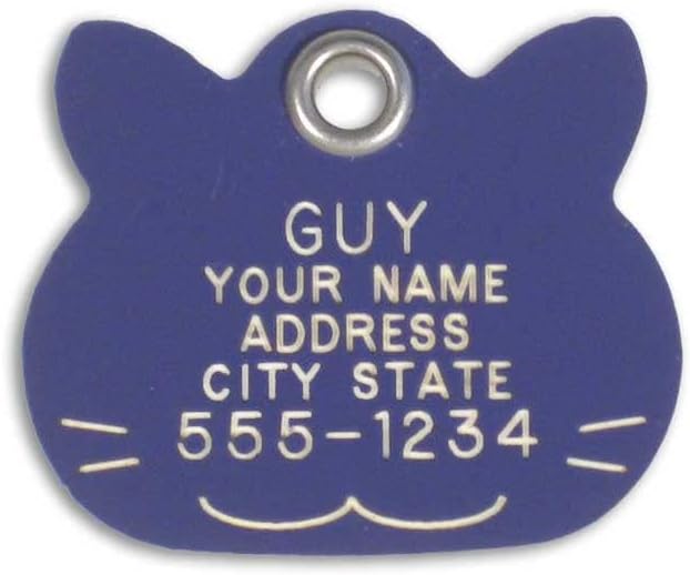 LuckyPet Plastic Pet ID Tags - Dog Personalized IDs - Durable Engraved Name Noiseless Tag - Suitable for Dogs and Cats - Outlasts Most Aluminum Tags - Small, Purple Cat