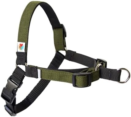 Wildebeest No Pull Dog Harness | Comfortable Training Harnesses | Effective No Pull Harness Design | Ideal for Large Sized Dog | 4-Point Adjustable(L - 26~32 inch Girth, Olive)