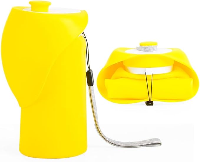 Portable Dog Water Bottle, Collapsible Water Bottle for Dogs Perfect for Walking, Hiking and Outdoors | Works as a Portable Water Bowl | - 550ml (Yellow)