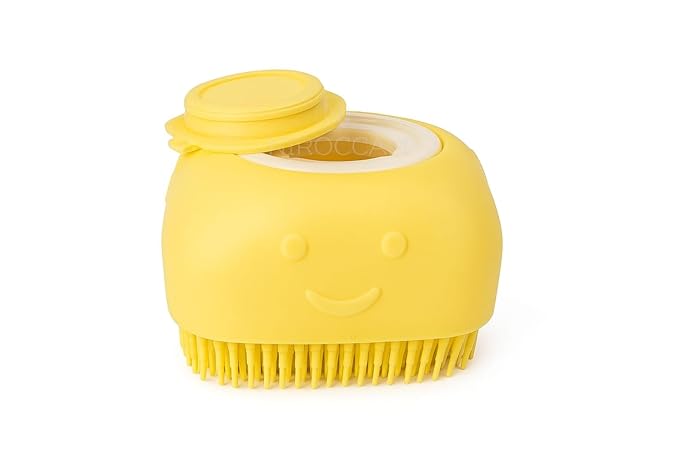 Dog Bath Brush with Shampoo Dispenser – Silicone Pet Grooming Scrubber for Dogs & Cats, Deep Clean + Massage, Easy-Grip Rubber Handle – Pet Shower Tool for Long & Short Hair