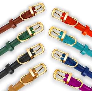 OOPSDOGGY Reflective Rolled Leather Dog Collar Adjustable Soft Padded Pet Collar for Small Medium Large Breed Dogs (Green, XL, 17"-21")