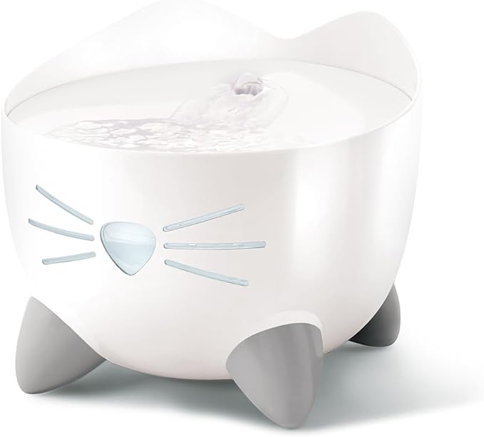 Catit PIXI Drinking Fountain – Cat Water Fountain with Triple Filter and Ergonomic Drinking Options, White