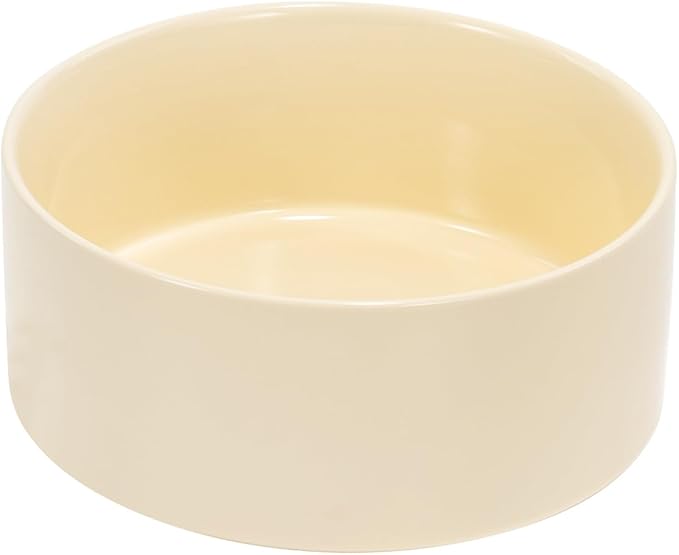 SPUNKYJUNKY 42OZ Ceramic Dog and Cat Bowl, Modern Cute Weighted Food Water Bowl for Replacement Beige (2 Pack)