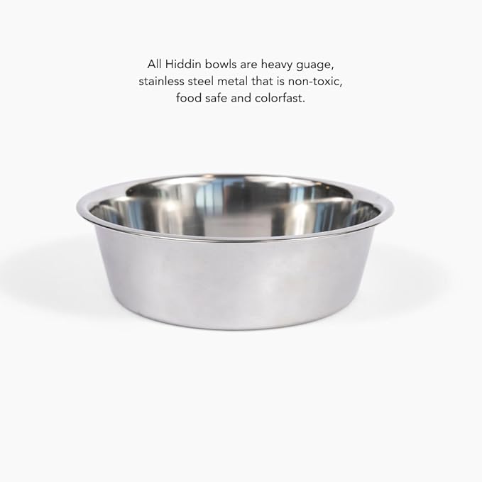 Hiddin Double Slanted Elevated Dog Bowl Stand for Medium or Large Dogs, All Breeds, Clear Acrylic 6 to 7 Inches Raised Dog Bowl Stand with Two Stainless Steel Bowls for Food and Water - 6.5 Cups Dish