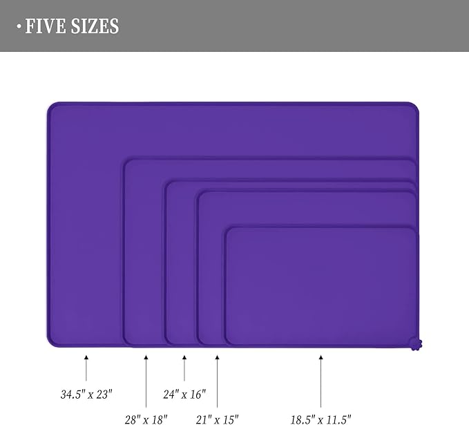 Reopet Waterproof Pet Feeding Mat with High Raised Edges, Heavier and Thicker Placemats for Cat Dog Water Bowl with BPA Free, Dogs Cats Food Mats for Messy Drinkers to Prevent Spill and Protect Floors