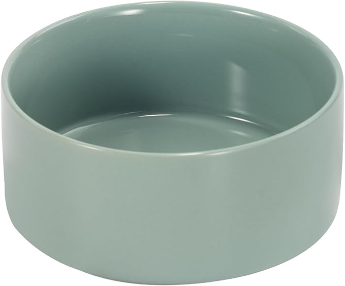SPUNKYJUNKY 42OZ Ceramic Dog and Cat Bowl, Modern Cute Weighted Food Water Bowl for Replacement Morandi Green (1 Pack)