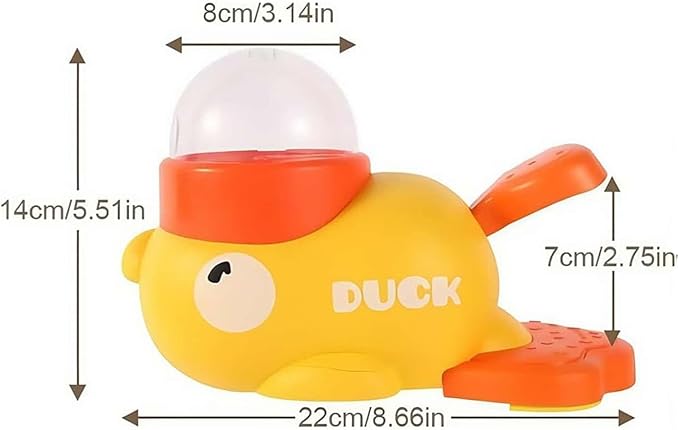 Fuzzibud Duckie Cat Feeder, Fuzzibud Duck Cat Treat Dispenser, Dog Cat Treat Dispenser with Button Duck, Easy to Fill & Rinse Clean (1pcs)