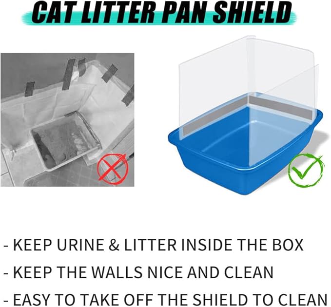 3 Pack Cat Litter Box Pee Shields, High Side Open Top Kitty Litter Pan Shield - Keep Mess in The Pan, (Box Not Included)