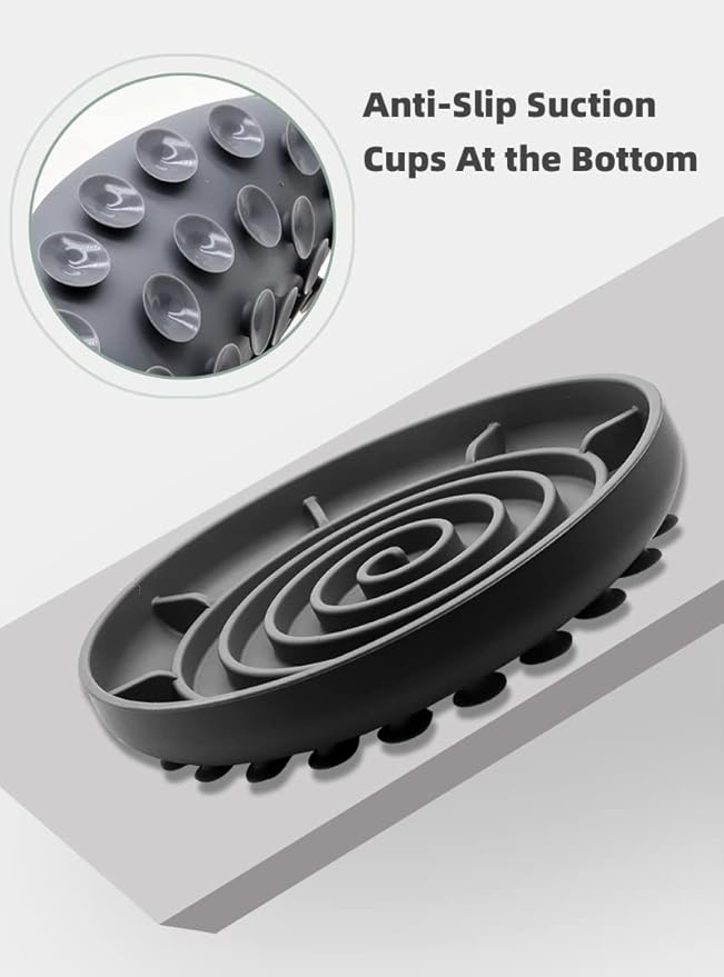 Slow Feeder Bowl, Soft Silicon Rubber Slow Down Eating Time for Dog, Cat, Puppy Pet with Strong Suction Cups for Dog Bowls