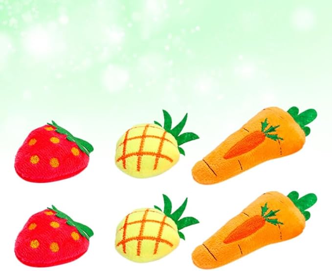 NOLITOY 6 PCS Catnip Toys for Cat: Plush Fruit Design Cat Chew Toys -Kitten Entertaining Interactive Dolls for Pet Playtime