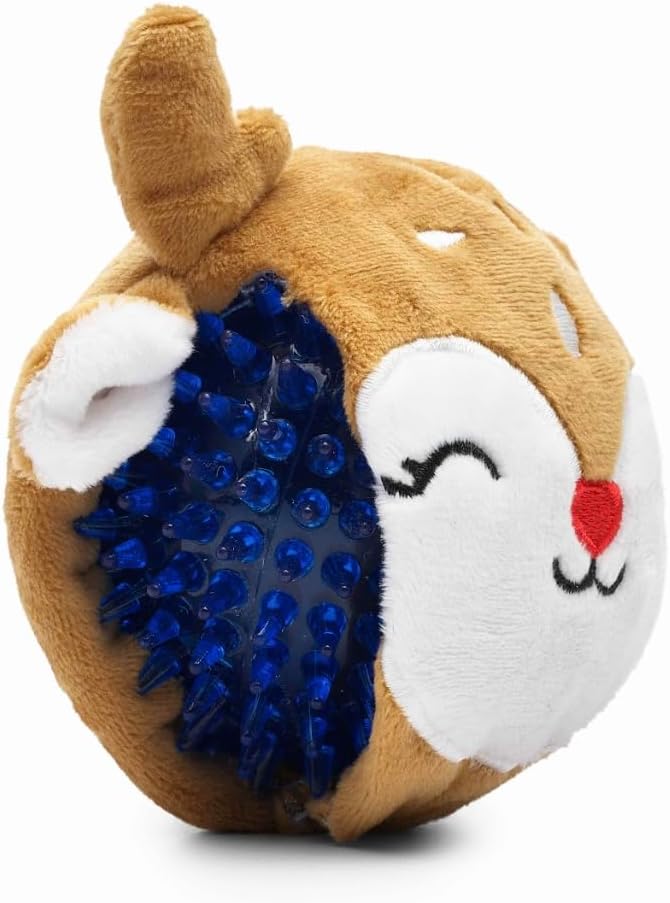 Flourish Pets 2 in 1 Large Prancer Christmas Multi-Layer Chew Toy for Active Dogs | Non-Toxic BPA Free Double Stitched Soft Fabric and Long-Lasting Dog Plush Toys (5" Prancer) (Large Prancer FBM)