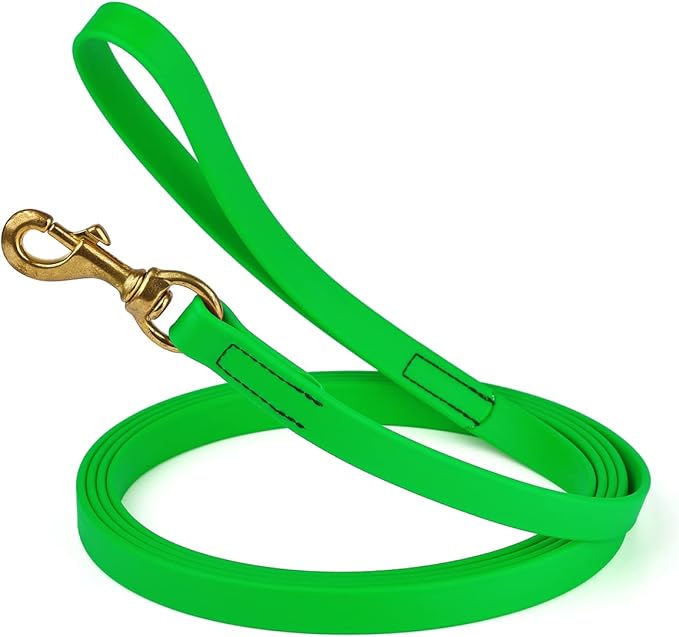 Viper K9 Biothane Working Dog Leash Waterproof Lead for Tracking Training Schutzhund Dog Sport & Search - Odor-Proof Long Line with Solid Brass Snap for Puppy Medium Large 3/4" x 33ft Tropical Green
