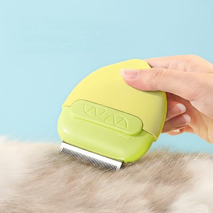 Cat Brush for Shedding – Dual-Function Cat Comb & Small Dog Brush, Furminator for Cats, Fresh Design for Grooming (Yellow)