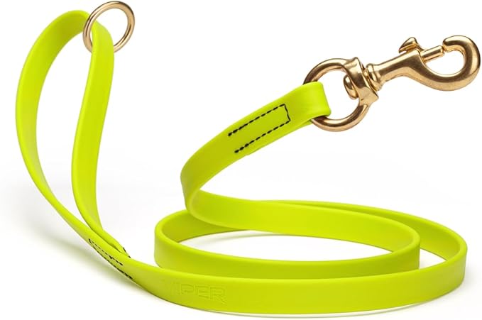 Viper Biothane K9 Working Dog Leash Waterproof Lead for Tracking Training Schutzhund Odor-Proof Long Line with Solid Brass Snap for Puppy Medium and Large Dogs 4ft, Safety Yellow