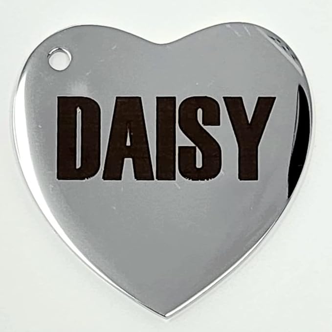 Dr. Fremont's Stainless Steel ID Dog Tags Engraved for Pets Personalized for Cat or Dog Collar Bold Font for Safety (Large, Heart)