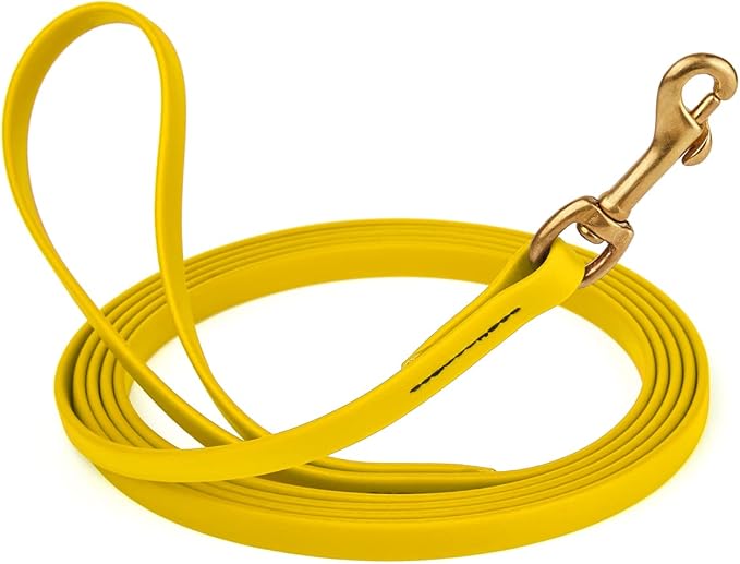 Viper K9 Biothane Working Dog Leash Waterproof Lead for Tracking Training Schutzhund Dog Sport & Search - Odor-Proof Long Line with Solid Brass Snap for Puppy Medium and Large 1/2" x 20ft Lemon Yellow