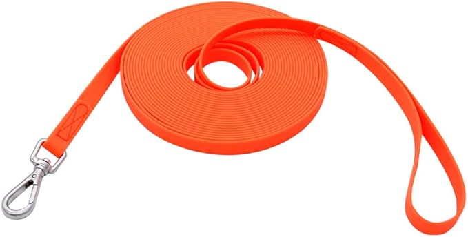 Waterproof Dog Training Leash 50FT 30FT 15FT 10FT 5FT Heavy Duty Recall Long Lead for Large Medium Small Dogs (10FT, Orange)