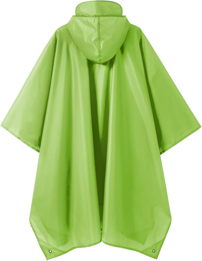 Hooded Rain Poncho for Adult, Waterproof Lightweight Raincoat for Hiking Camping