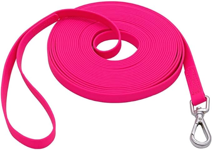 Waterproof Dog Training Leash 50FT 30FT 15FT 10FT 5FT Heavy Duty Recall Long Lead for Large Medium Small Dogs (30FT, Pink)