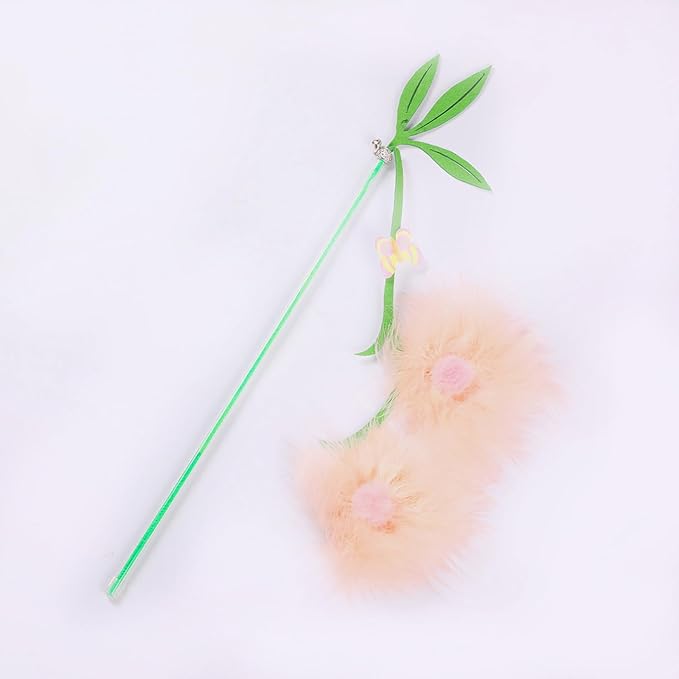 Cat Toy,Lovely Cat Toy Funny Simulation Fish Feather with Bells Funny Exercise Teaser Stick Toy for Kitten with Feather