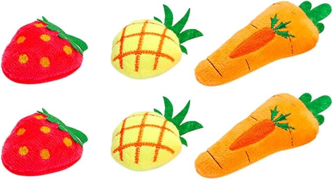 NOLITOY 6 PCS Catnip Toys for Cat: Plush Fruit Design Cat Chew Toys -Kitten Entertaining Interactive Dolls for Pet Playtime