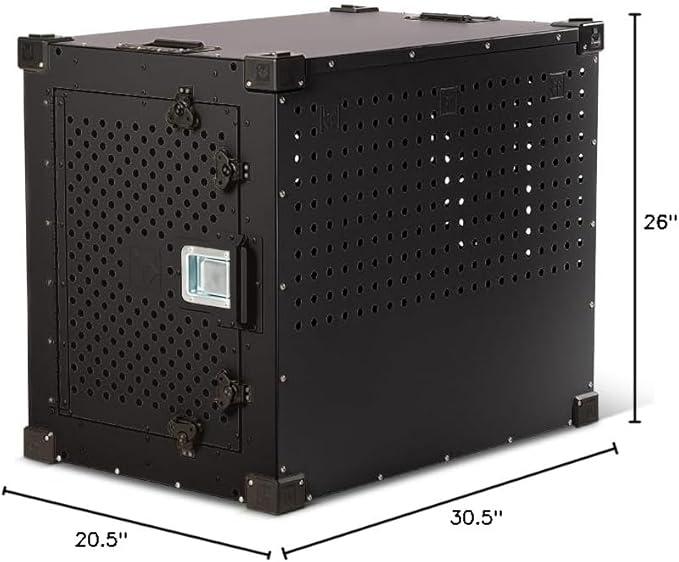 Impact Indestructible High Anxiety Dog Crate for Medium Dogs - Heavy Duty Escape Proof Indoor Dog Kennel with Powder-Coated Aluminum - Ideal for Escape Artists (Black, 30" (30.5" L x 20.5" W x 26" H)