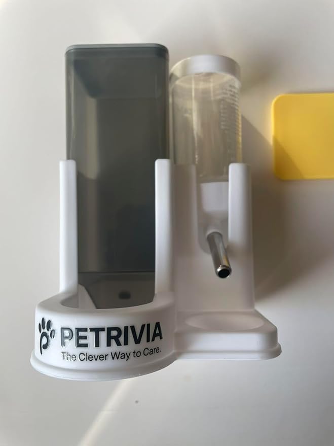 2-in-1 Automatic Pet Feeder and Water Dispenser Set – Gravity Food Dispenser & No-Drip Water Bottle Station – No Spill Puppy, Kitten, Small Dog, Cat, Rabbit & Guinea Pig Essentials
