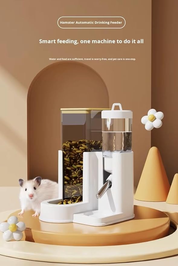 2-in-1 Automatic Pet Feeder and Water Dispenser Set – Gravity Food Dispenser & No-Drip Water Bottle Station – No Spill Puppy, Kitten, Small Dog, Cat, Rabbit & Guinea Pig Essentials